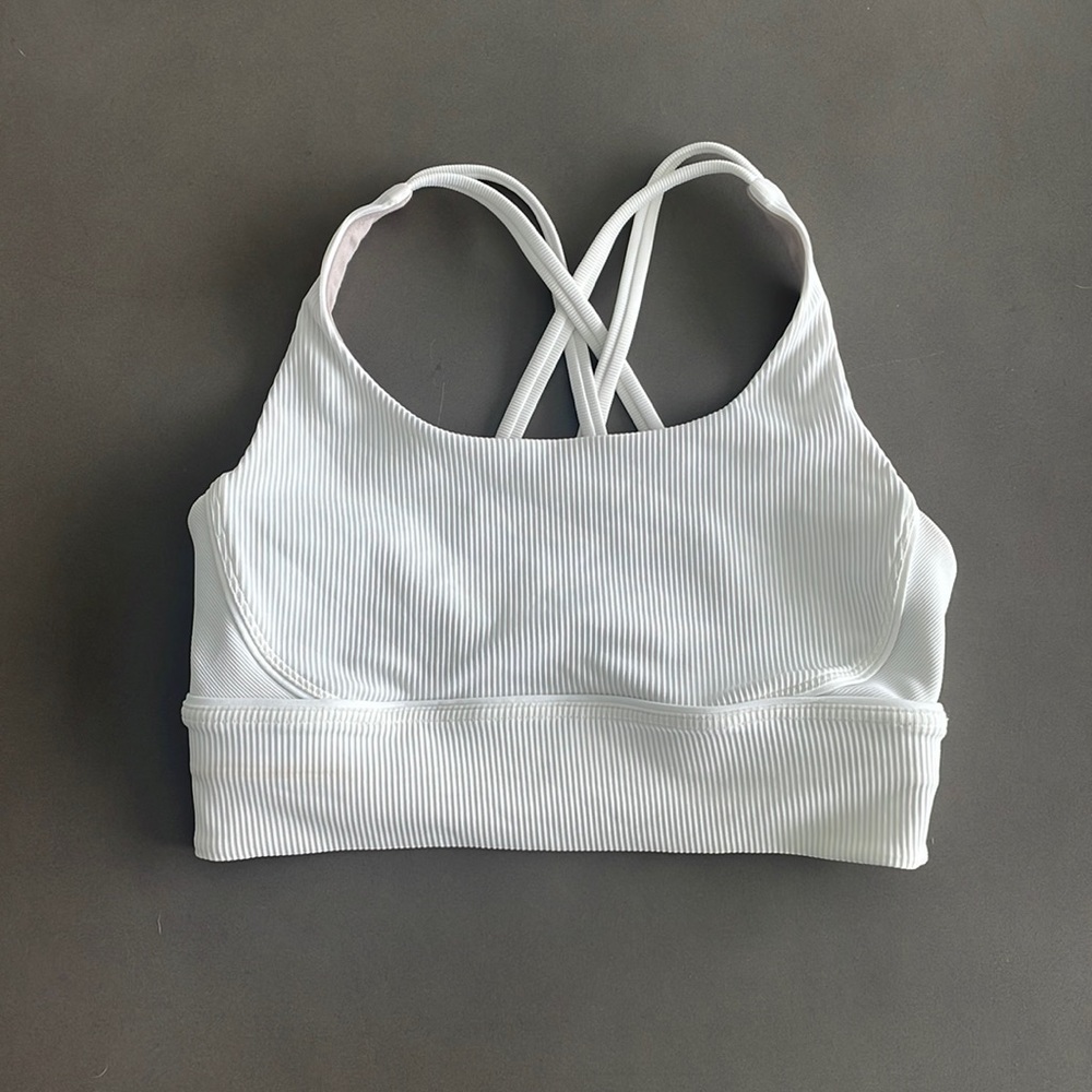 Lululemon Energy Ribbed Longline Sports Bra in White